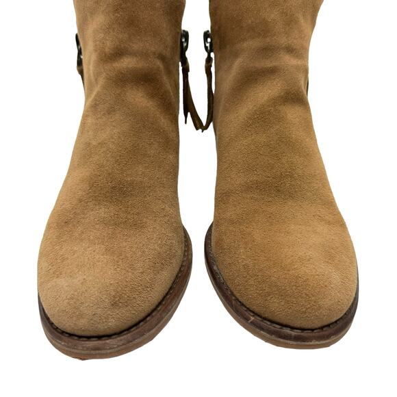 Gianni Bini A-lister Tan Suede Leather Double Zip Closure Block Heel Booties - Picture 3 of 10